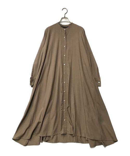 mizuiro-ind（ミズイロインド）mizuiro-ind (ミズイロインド) バンドカラーシャツワンピース ブラウン サイズ:SIZE Freeの古着・服飾アイテム