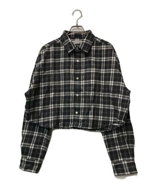 SOFTHYPHEN（ソフトハイフン）SOFTHYPHEN (ソフトハイフン) CROPPED NEL CHECK SHIRT クロップドネルチェックシャツ ブラック サイズ:02の古着・服飾アイテム