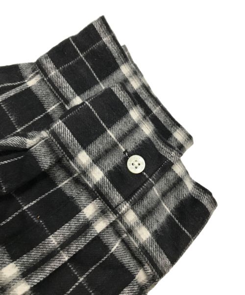 SOFTHYPHEN（ソフトハイフン）SOFTHYPHEN (ソフトハイフン) CROPPED NEL CHECK SHIRT クロップドネルチェックシャツ ブラック サイズ:02の古着・服飾アイテム