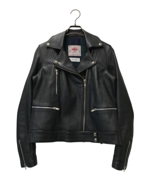 JAMES GROSE（ジェームスグロース）JAMES GROSE (ジェームスグロース) Adam et Rope (アダム エ ロペ) ダブルシープレザージャケット ブラック サイズ:8の古着・服飾アイテム