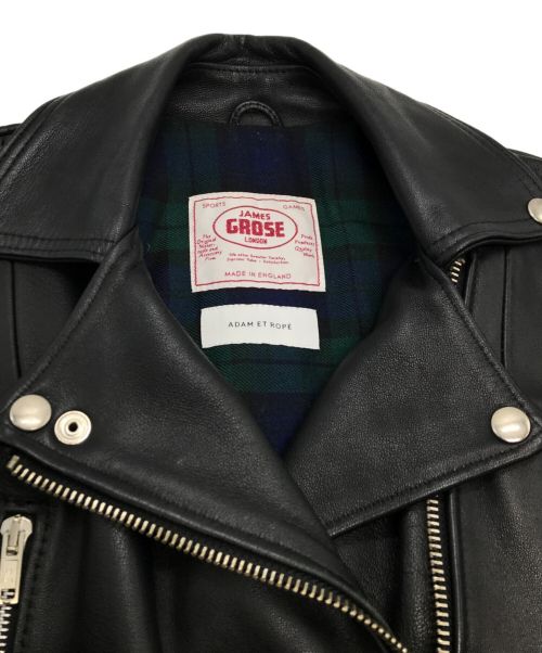 JAMES GROSE（ジェームスグロース）JAMES GROSE (ジェームスグロース) Adam et Rope (アダム エ ロペ) ダブルシープレザージャケット ブラック サイズ:8の古着・服飾アイテム