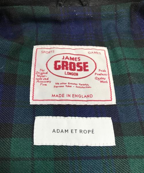 JAMES GROSE（ジェームスグロース）JAMES GROSE (ジェームスグロース) Adam et Rope (アダム エ ロペ) ダブルシープレザージャケット ブラック サイズ:8の古着・服飾アイテム