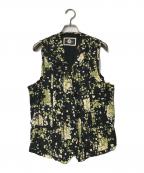 PINK HOUSEピンクハウス）の古着「花柄フリルベスト」｜ブラック