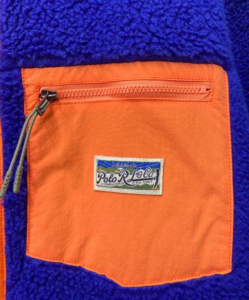 POLO RALPH LAUREN（ポロ・ラルフローレン）POLO RALPH LAUREN (ポロ・ラルフローレン) ボアフリースジャケット ブルー×オレンジ サイズ:Sの古着・服飾アイテム