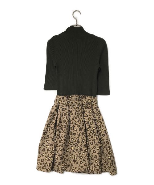 BURBERRY BLUE LABEL（バーバリー ブルー レーベル）BURBERRY BLUE LABEL (バーバリーブルーレーベル) レオパード柄切替ベルト付ワンピース ブラウン サイズ:SIZE 38の古着・服飾アイテム