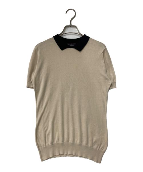 JOHN SMEDLEY（ジョンスメドレー）JOHN SMEDLEY (ジョンスメドレー) BRAHMIN (ブラーミン) 襟付ニット ブラック×ベージュ サイズ:38の古着・服飾アイテム