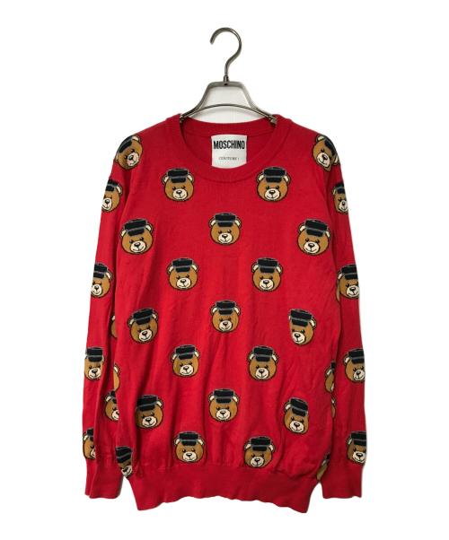 MOSCHINO（モスキーノ）MOSCHINO (モスキーノ) テディベア総柄ニット レッド サイズ:-の古着・服飾アイテム
