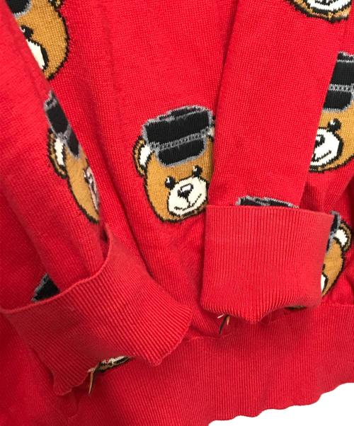 MOSCHINO（モスキーノ）MOSCHINO (モスキーノ) テディベア総柄ニット レッド サイズ:-の古着・服飾アイテム