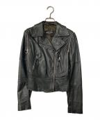 DENNY ROSEデニーローズ）の古着「アーム切替ジップレザージャケット」｜ブラック