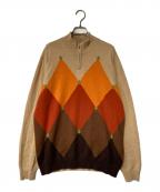 Kinloch Andersonキンロックアンダーソン）の古着「カシミヤアーガイルハーフジップニット」｜ベージュ