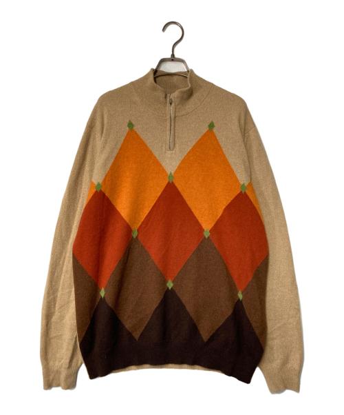 Kinloch Anderson（キンロックアンダーソン）Kinloch Anderson (キンロックアンダーソン) カシミヤアーガイルハーフジップニット ベージュ サイズ:Lの古着・服飾アイテム