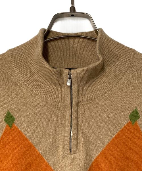 Kinloch Anderson（キンロックアンダーソン）Kinloch Anderson (キンロックアンダーソン) カシミヤアーガイルハーフジップニット ベージュ サイズ:Lの古着・服飾アイテム