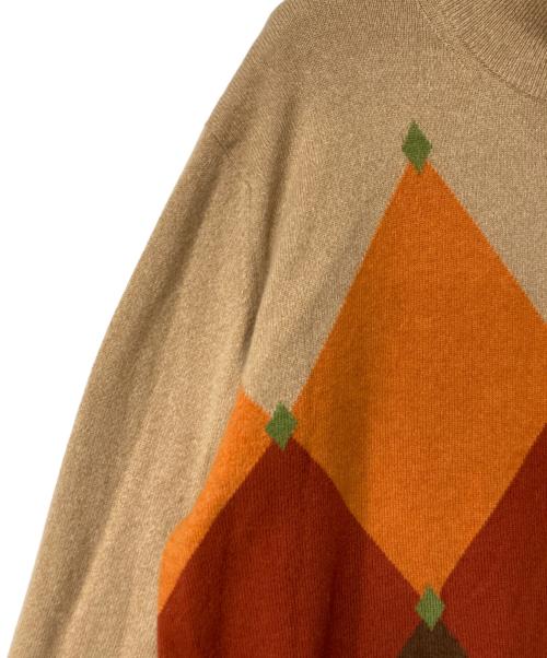 Kinloch Anderson（キンロックアンダーソン）Kinloch Anderson (キンロックアンダーソン) カシミヤアーガイルハーフジップニット ベージュ サイズ:Lの古着・服飾アイテム