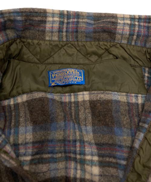 PENDLETON（ペンドルトン）PENDLETON (ペンドルトン) 70～80's ウールチェックシャツ USA製 ブラウン×ブルー サイズ:Lの古着・服飾アイテム