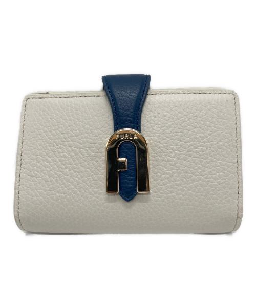 FURLA（フルラ）FURLA (フルラ) SOFIA GRAINY 2つ折り財布 アイボリー×ベージュの古着・服飾アイテム