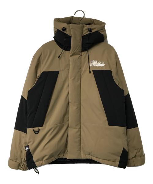 FIRST DOWN（ファーストダウン）FIRST DOWN (ファーストダウン) フーデットダウンジャケット 233-3515 ベージュ×ブラック サイズ:SMALLの古着・服飾アイテム