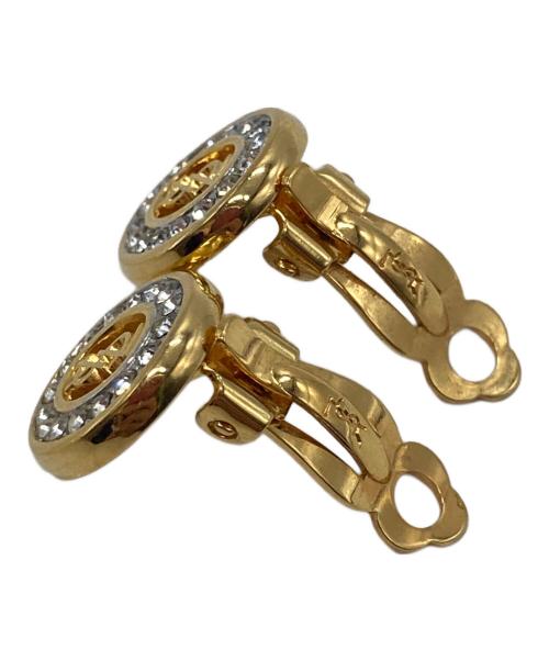 Yves Saint Laurent（イヴサンローラン）Yves Saint Laurent (イヴサンローラン) ラインストーン イヤリング ゴールドの古着・服飾アイテム