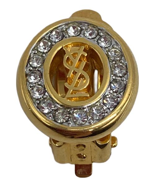 Yves Saint Laurent（イヴサンローラン）Yves Saint Laurent (イヴサンローラン) ラインストーン イヤリング ゴールドの古着・服飾アイテム