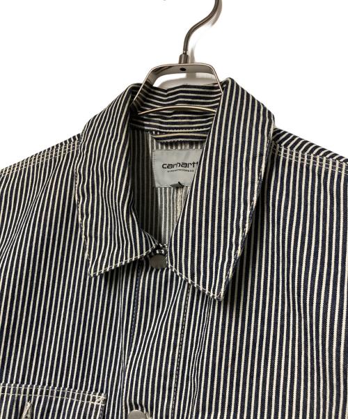 CarHartt（カーハート）CarHartt (カーハート) Michigan Coat Hickory Stripe ミシガンコートヒッコリーストライプ I027976 ネイビー×ホワイト サイズ:Lの古着・服飾アイテム