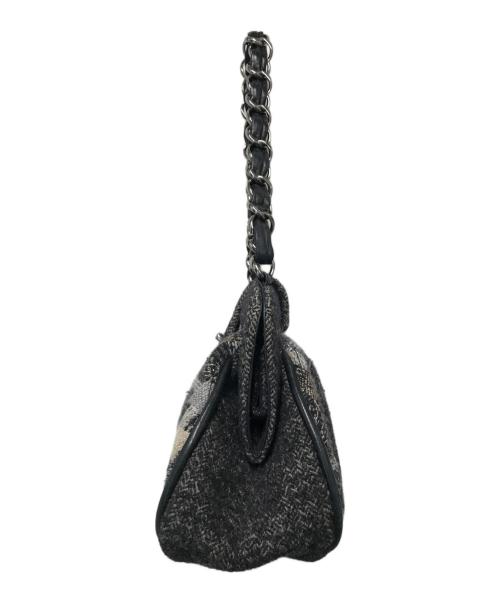 CHANEL（シャネル）CHANEL (シャネル) ツイード ココマーク ハンドバッグ グレー×ブラウン×ブラックの古着・服飾アイテム