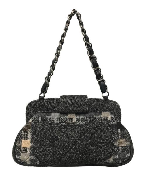 CHANEL（シャネル）CHANEL (シャネル) ツイード ココマーク ハンドバッグ グレー×ブラウン×ブラックの古着・服飾アイテム