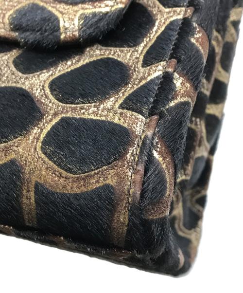 CHANEL（シャネル）CHANEL (シャネル) ハラコ ジラフ柄 チェーンショルダーバッグ ブラック×ゴールドブラウンの古着・服飾アイテム