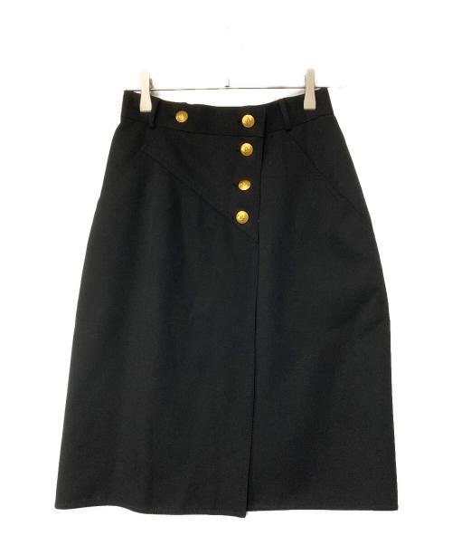 CHANEL（シャネル）CHANEL (シャネル) 金釦 ウールスカート ブラック サイズ:34の古着・服飾アイテム