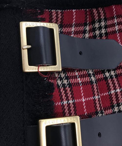 BLUE LABEL CRESTBRIDGE（ブルーレーベルクレストブリッジ）BLUE LABEL CRESTBRIDGE (ブルーレーベルクレストブリッジ) チェックプリーツラップスカート 55S37-237-16 ブラック×レッド サイズ:38の古着・服飾アイテム