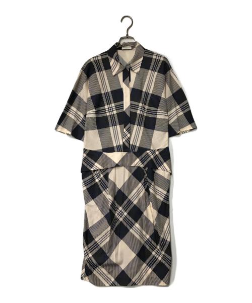 DRIES VAN NOTEN（ドリスヴァンノッテン）DRIES VAN NOTEN (ドリスヴァンノッテン) チェックシャツワンピース ベージュ サイズ:36の古着・服飾アイテム