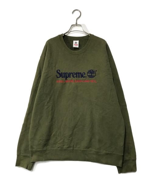 SUPREME（シュプリーム）SUPREME (シュプリーム) Timberland (ティンバーランド) Crewneck スウェットシャツ オリーブ サイズ:XLの古着・服飾アイテム