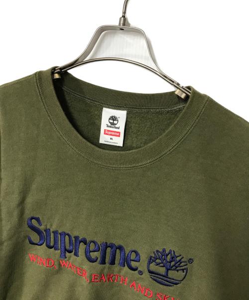 SUPREME（シュプリーム）SUPREME (シュプリーム) Timberland (ティンバーランド) Crewneck スウェットシャツ オリーブ サイズ:XLの古着・服飾アイテム