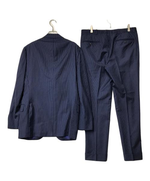 ERMENEGILDO ZEGNA（エルメネジルド・ゼニア）Ermenegildo Zegna (エルメネジルド・ゼニア) ストライプセットアップスーツ ネイビー サイズ:SIZE 50-6DROP（waist84cm)の古着・服飾アイテム