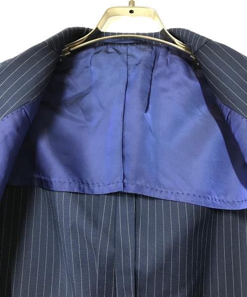 ERMENEGILDO ZEGNA（エルメネジルド・ゼニア）Ermenegildo Zegna (エルメネジルド・ゼニア) ストライプセットアップスーツ ネイビー サイズ:SIZE 50-6DROP（waist84cm)の古着・服飾アイテム