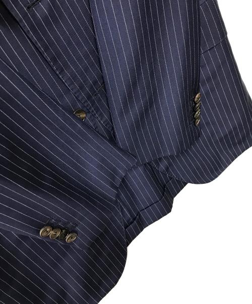 ERMENEGILDO ZEGNA（エルメネジルド・ゼニア）Ermenegildo Zegna (エルメネジルド・ゼニア) ストライプセットアップスーツ ネイビー サイズ:SIZE 50-6DROP（waist84cm)の古着・服飾アイテム