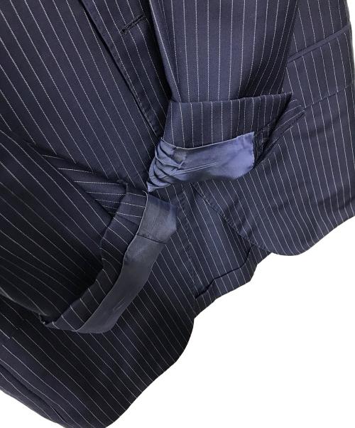 ERMENEGILDO ZEGNA（エルメネジルド・ゼニア）Ermenegildo Zegna (エルメネジルド・ゼニア) ストライプセットアップスーツ ネイビー サイズ:SIZE 50-6DROP（waist84cm)の古着・服飾アイテム