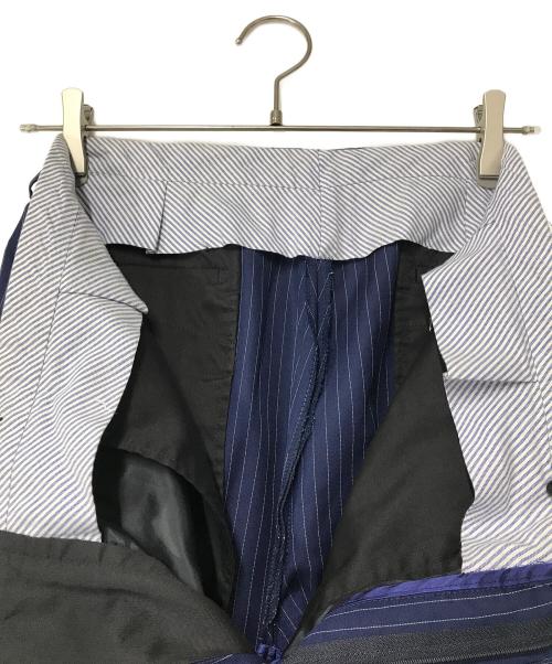 ERMENEGILDO ZEGNA（エルメネジルド・ゼニア）Ermenegildo Zegna (エルメネジルド・ゼニア) ストライプセットアップスーツ ネイビー サイズ:SIZE 50-6DROP（waist84cm)の古着・服飾アイテム