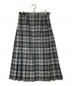 O'NEIL OF DUBLINオニールオブダブリン）の古着「チェックプリーツラップスカート」｜グレー×ブルー