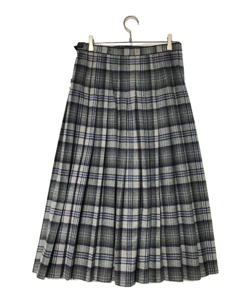 O'NEIL OF DUBLIN（オニールオブダブリン）O'NEIL OF DUBLIN (オニールオブダブリン) チェックプリーツラップスカート グレー×ブルー サイズ:GB 10/F 38/D 36/I 42/US 8の古着・服飾アイテム