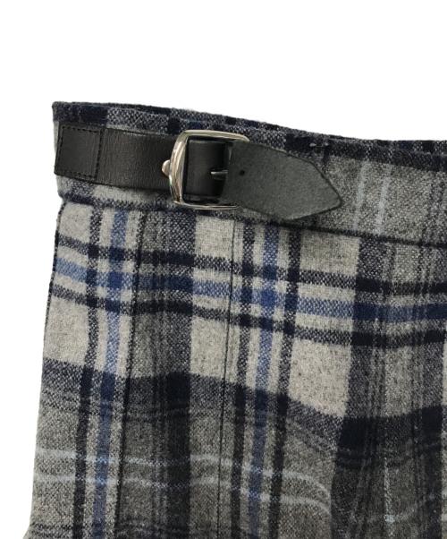 O'NEIL OF DUBLIN（オニールオブダブリン）O'NEIL OF DUBLIN (オニールオブダブリン) チェックプリーツラップスカート グレー×ブルー サイズ:GB 10/F 38/D 36/I 42/US 8の古着・服飾アイテム