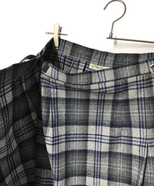 O'NEIL OF DUBLIN（オニールオブダブリン）O'NEIL OF DUBLIN (オニールオブダブリン) チェックプリーツラップスカート グレー×ブルー サイズ:GB 10/F 38/D 36/I 42/US 8の古着・服飾アイテム
