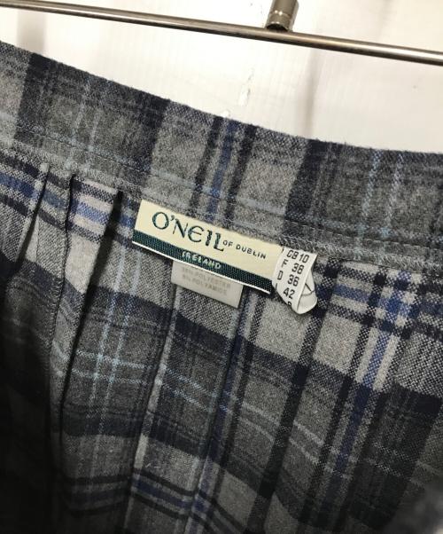 O'NEIL OF DUBLIN（オニールオブダブリン）O'NEIL OF DUBLIN (オニールオブダブリン) チェックプリーツラップスカート グレー×ブルー サイズ:GB 10/F 38/D 36/I 42/US 8の古着・服飾アイテム