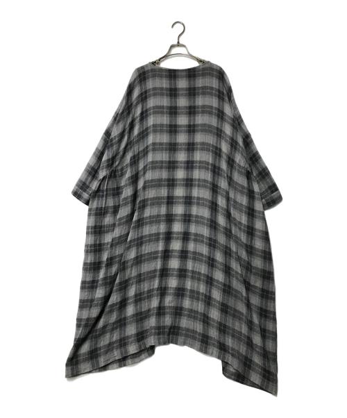ichi（イチ）ichi (イチ) チェックウールワンピース グレー サイズ:表記なしの古着・服飾アイテム