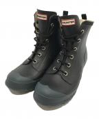 HUNTERハンター）の古着「レースアップ ラバーブーツ W24015」｜ブラック×グレー