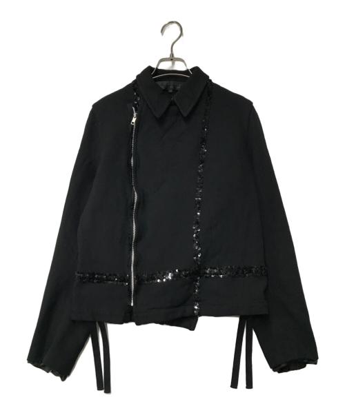 COMME des GARCONS COMME des GARCONS（コムデギャルソン コムデギャルソン）COMME des GARCONS COMME des GARCONS (コムデギャルソン コムデギャルソン) ポリ縮絨 スパンコール ダブルライダースジャケット RP-J014 AD2005 ブラック サイズ:Lの古着・服飾アイテム