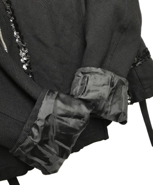 COMME des GARCONS COMME des GARCONS（コムデギャルソン コムデギャルソン）COMME des GARCONS COMME des GARCONS (コムデギャルソン コムデギャルソン) ポリ縮絨 スパンコール ダブルライダースジャケット RP-J014 AD2005 ブラック サイズ:Lの古着・服飾アイテム