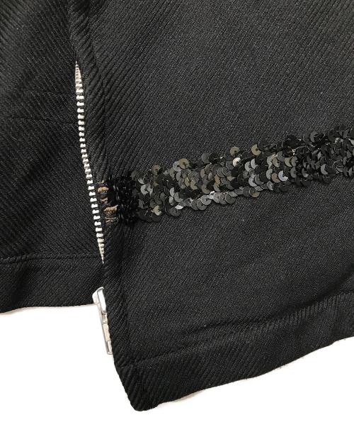 COMME des GARCONS COMME des GARCONS（コムデギャルソン コムデギャルソン）COMME des GARCONS COMME des GARCONS (コムデギャルソン コムデギャルソン) ポリ縮絨 スパンコール ダブルライダースジャケット RP-J014 AD2005 ブラック サイズ:Lの古着・服飾アイテム