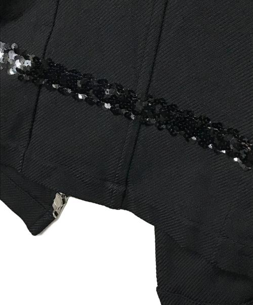 COMME des GARCONS COMME des GARCONS（コムデギャルソン コムデギャルソン）COMME des GARCONS COMME des GARCONS (コムデギャルソン コムデギャルソン) ポリ縮絨 スパンコール ダブルライダースジャケット RP-J014 AD2005 ブラック サイズ:Lの古着・服飾アイテム