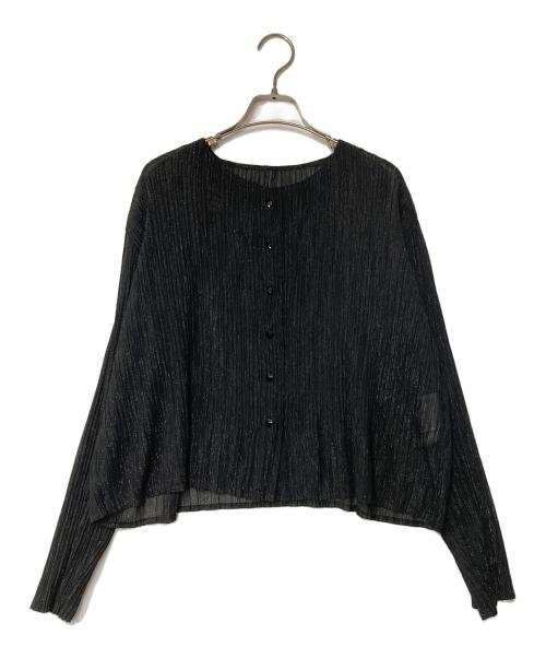 SPECCHIO（スペッチオ）SPECCHIO (スペッチオ) ラメプリーツカーディガン ブラック サイズ:40の古着・服飾アイテム