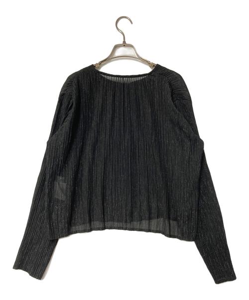 SPECCHIO（スペッチオ）SPECCHIO (スペッチオ) ラメプリーツカーディガン ブラック サイズ:40の古着・服飾アイテム