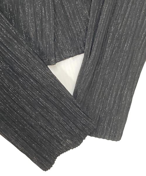 SPECCHIO（スペッチオ）SPECCHIO (スペッチオ) ラメプリーツカーディガン ブラック サイズ:40の古着・服飾アイテム